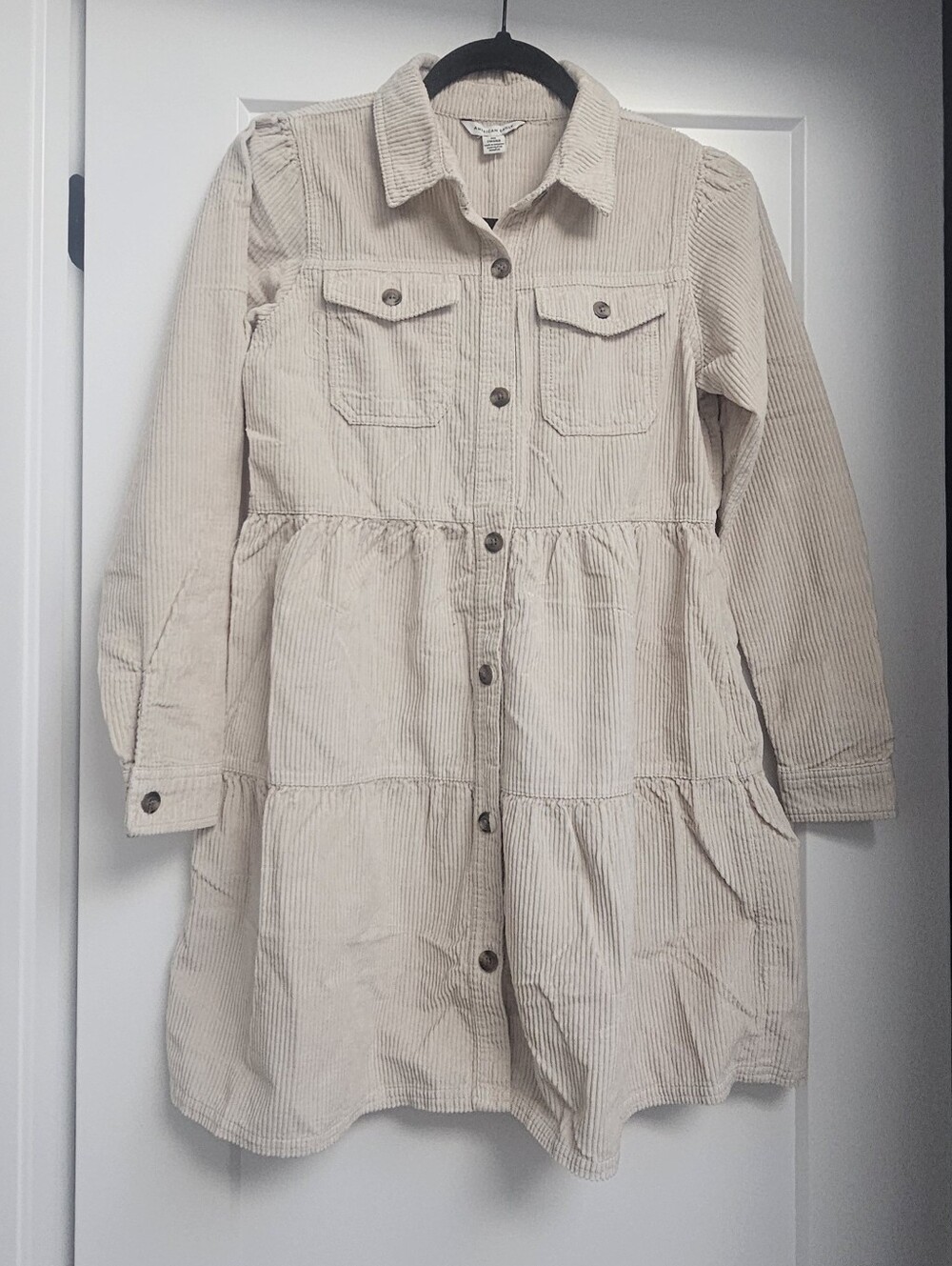 AMERICAN EAGLE White Babydoll Corduroy Dress 100% Cotton XXS NWT AE